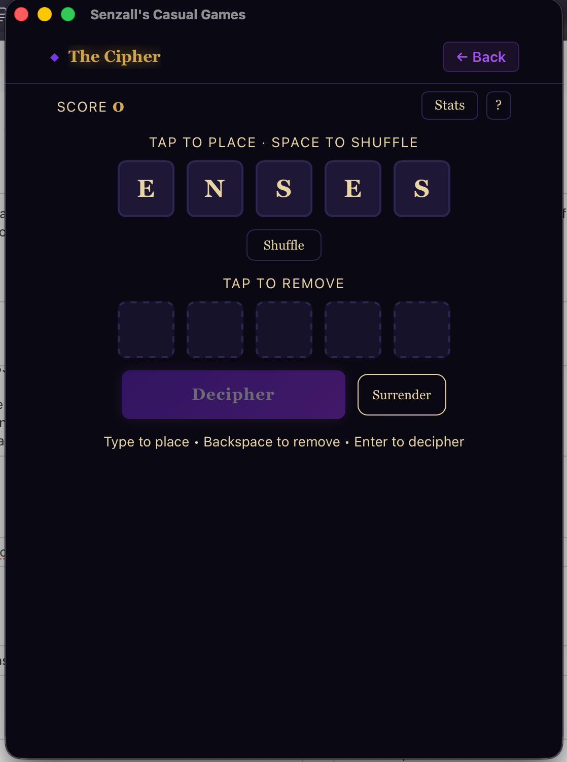 The Cipher — Word Scramble gameplay screenshot