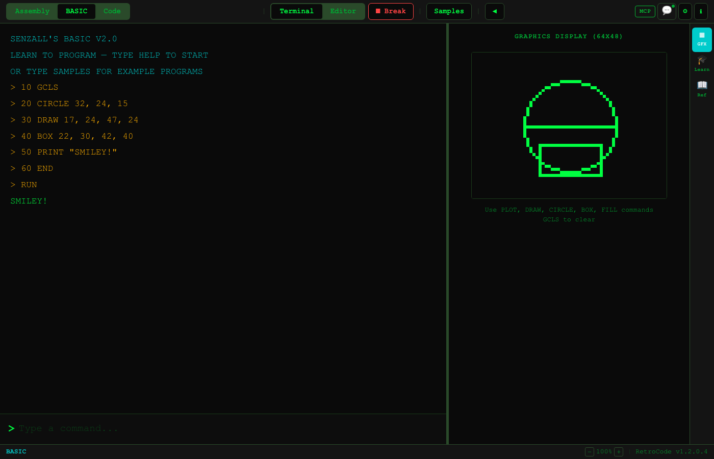 BASIC graphics display