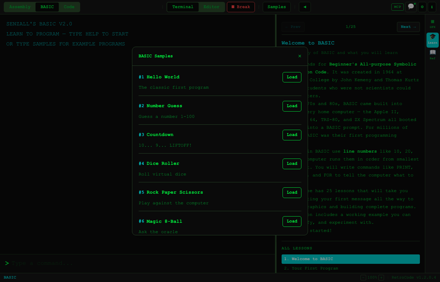 BASIC sample programs browser