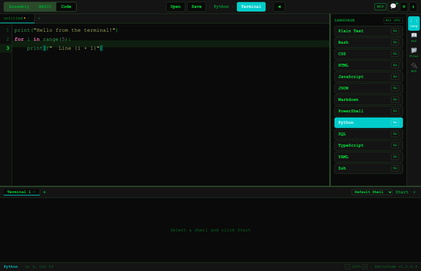 Embedded terminal panel